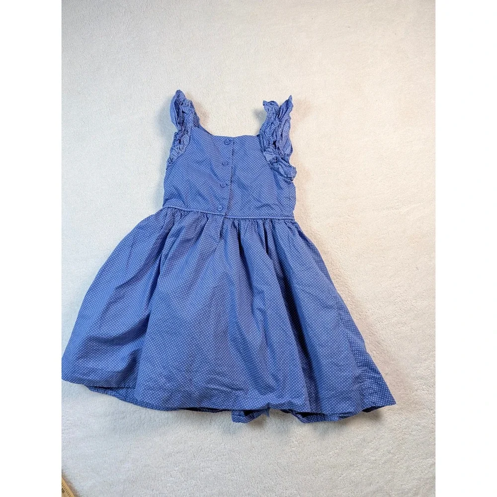 Janie and Jack Girls Blue Polka Dot Ruffle Sleeve Fit & Flare Dress Size 4